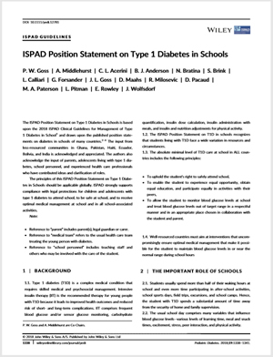 ISPAD Position Statement on Type 1 Diabetes in Schools