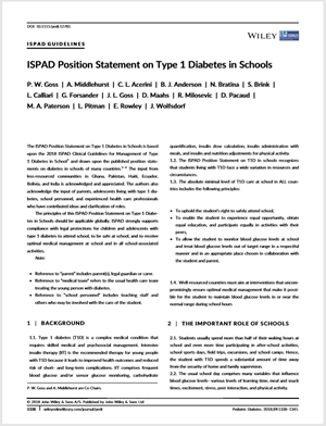 ISPAD Position Statement on Type 1 Diabetes in Schools